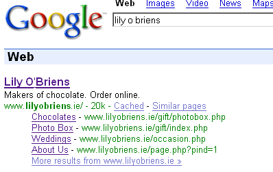 Lily O Briens in Google