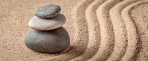 Online Shopping Zen (Sort of) Japanese Zen stone garden - relaxation, meditation, simplicity and balance concept - letterbox pano