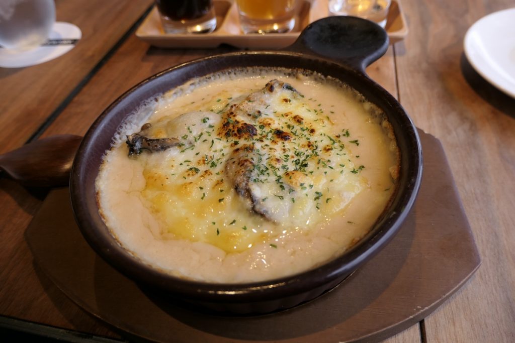 Oyster gratin served at Miyajima Brewery