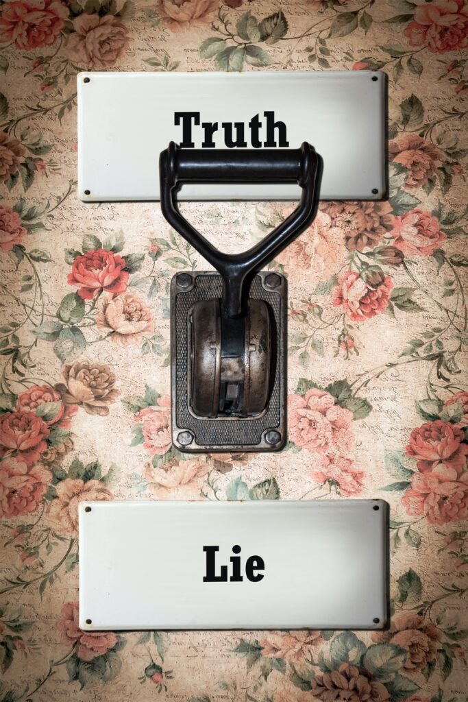 Street Sign the Direction Way to Truth versus Lie
